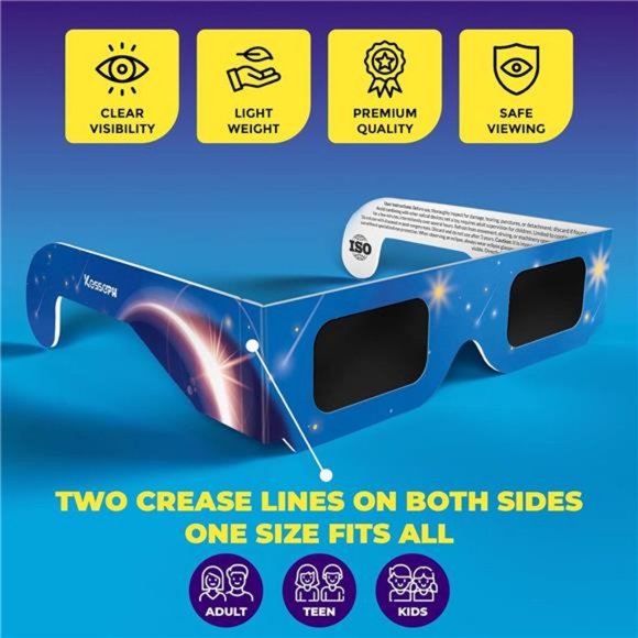 Solar Eclipse Glasses Approved 2024, (10 Pack) CE and ISO Certified - Picture 3 of 8